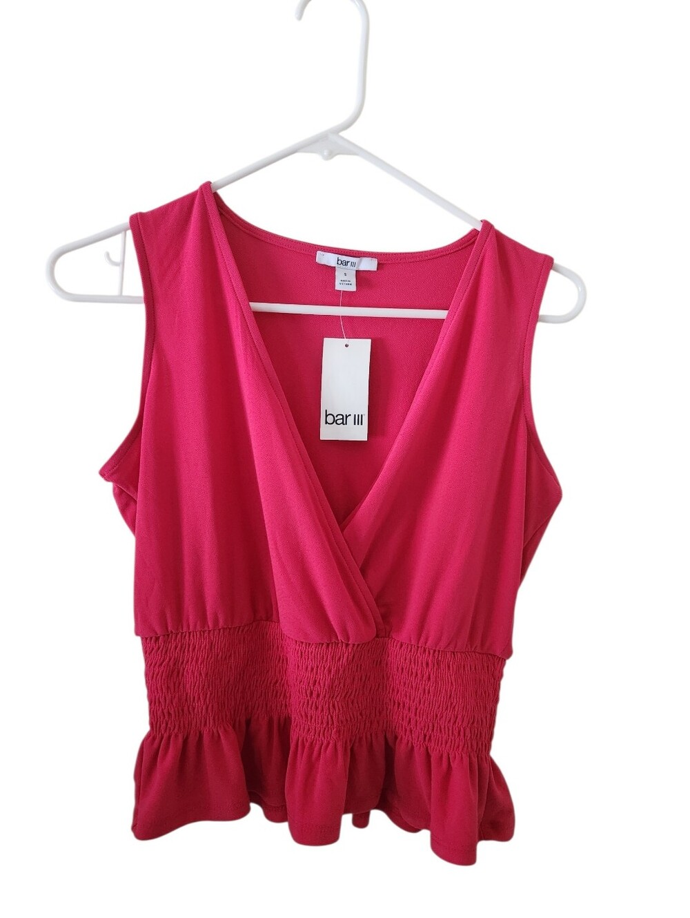 Bar III Hot Pink Peplum Top New